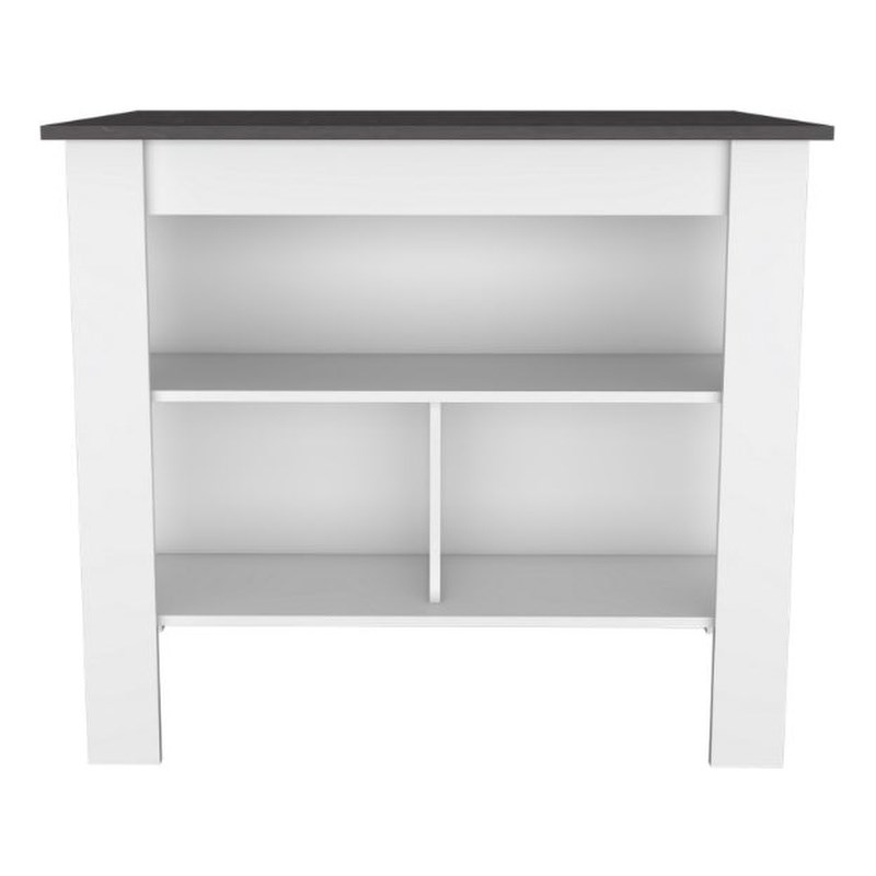 FM FURNITURE Brooklyn 3-Shelf Modern Engineered Wood Kitchen Island White