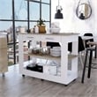 FM FURNITURE Brooklyn 46 Kitchen Island with Two Drawers Engineered Wood White