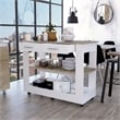 FM FURNITURE Brooklyn 46 Kitchen Island with Two Drawers Engineered Wood White