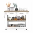 FM FURNITURE Brooklyn 46 Kitchen Island with Two Drawers Engineered Wood White