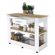 FM FURNITURE Brooklyn 46 Kitchen Island with Two Drawers Engineered Wood White