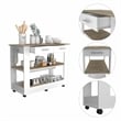 FM FURNITURE Brooklyn 46 Kitchen Island with Two Drawers Engineered Wood White