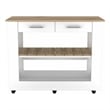 FM FURNITURE Brooklyn 46 Kitchen Island with Two Drawers Engineered Wood White