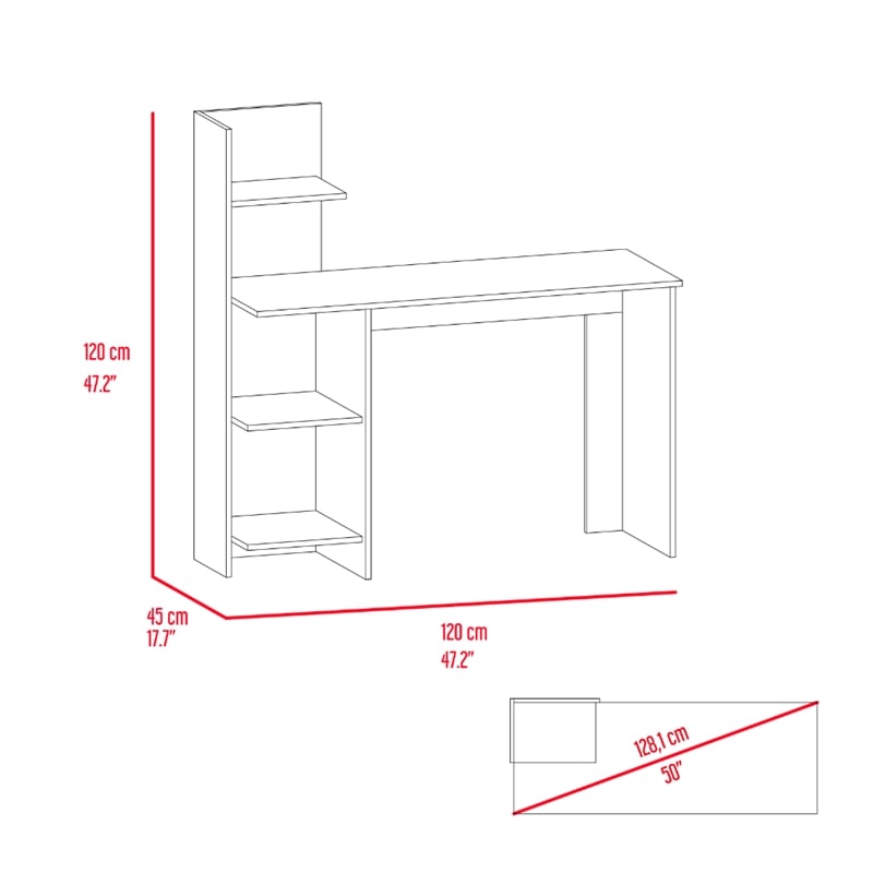 FM FURNITURE Tecoa Writing Desk with Three Shelves Engineered Wood Brown