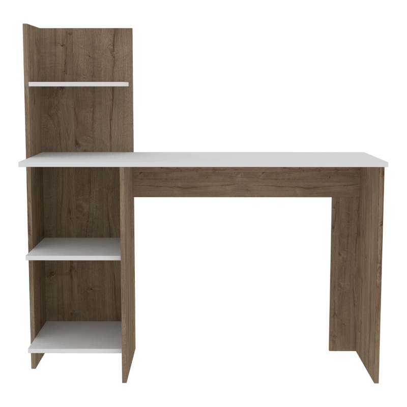 FM FURNITURE Tecoa Writing Desk with Three Shelves Engineered Wood Brown