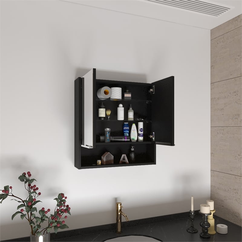 FM FURNITURE Ozark Medicine Cabinet Black Color Engineered Wood