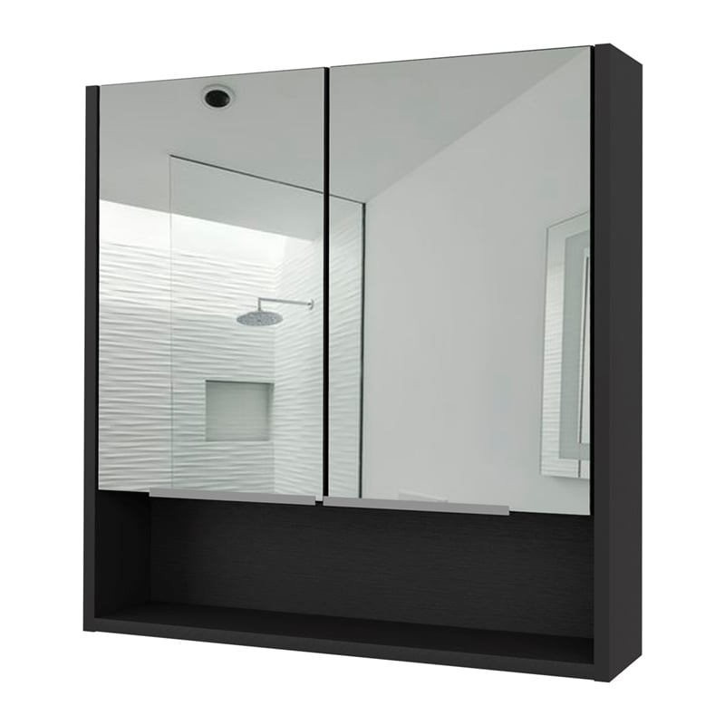 FM FURNITURE Ozark Medicine Cabinet Black Color Engineered Wood