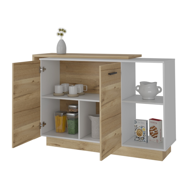 FM FURNITURE Aspen Kitchen Island Two Doors Engineered Wood White
