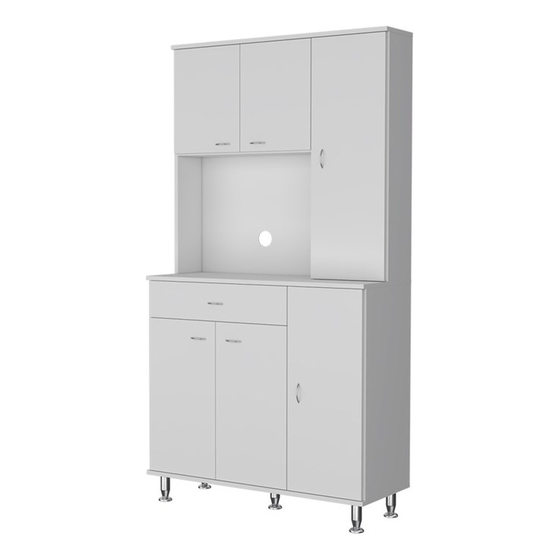 FM FURNITURE Venice 90 Pantry Cabinet with Six Doors Engineered Wood White
