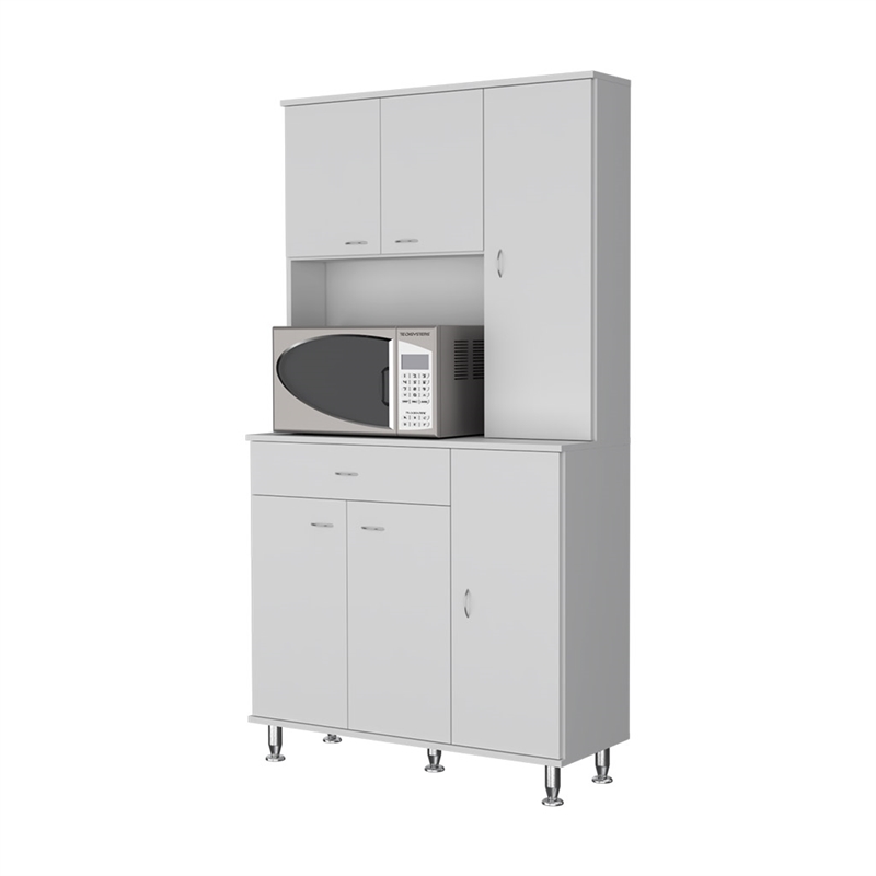 FM FURNITURE Venice 90 Pantry Cabinet with Six Doors Engineered Wood White