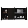 FM FURNITURE Sitka Wall Cabinet with Four Doors Engineered Wood Black