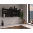 FM FURNITURE Sitka Wall Cabinet with Four Doors Engineered Wood Black