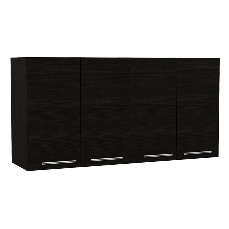 FM FURNITURE Sitka Wall Cabinet with Four Doors Engineered Wood Black