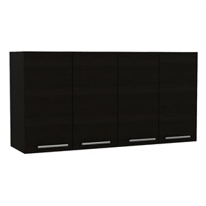 FM FURNITURE Sitka Wall Cabinet with Four Doors Engineered Wood Black