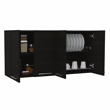FM FURNITURE Sitka Wall Cabinet with Four Doors Engineered Wood Black