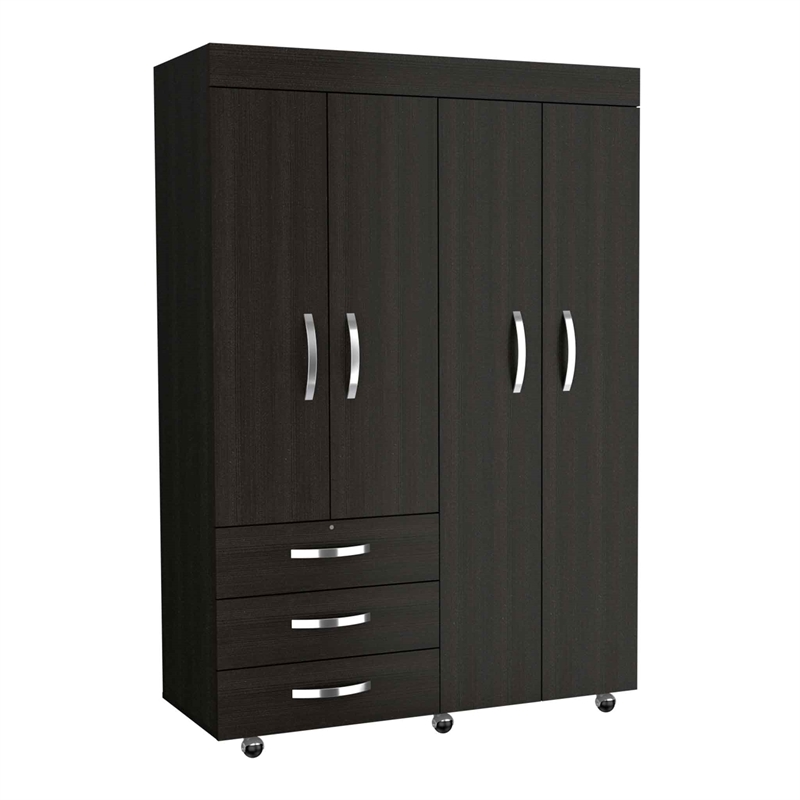 FM FURNITURE Janeiro Armoire Double Door Black Engineered Wood