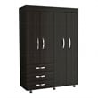 FM FURNITURE Janeiro Armoire Double Door Black Engineered Wood