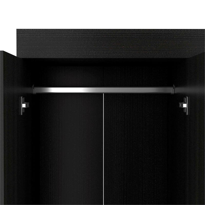 FM FURNITURE Janeiro Armoire Double Door Black Engineered Wood