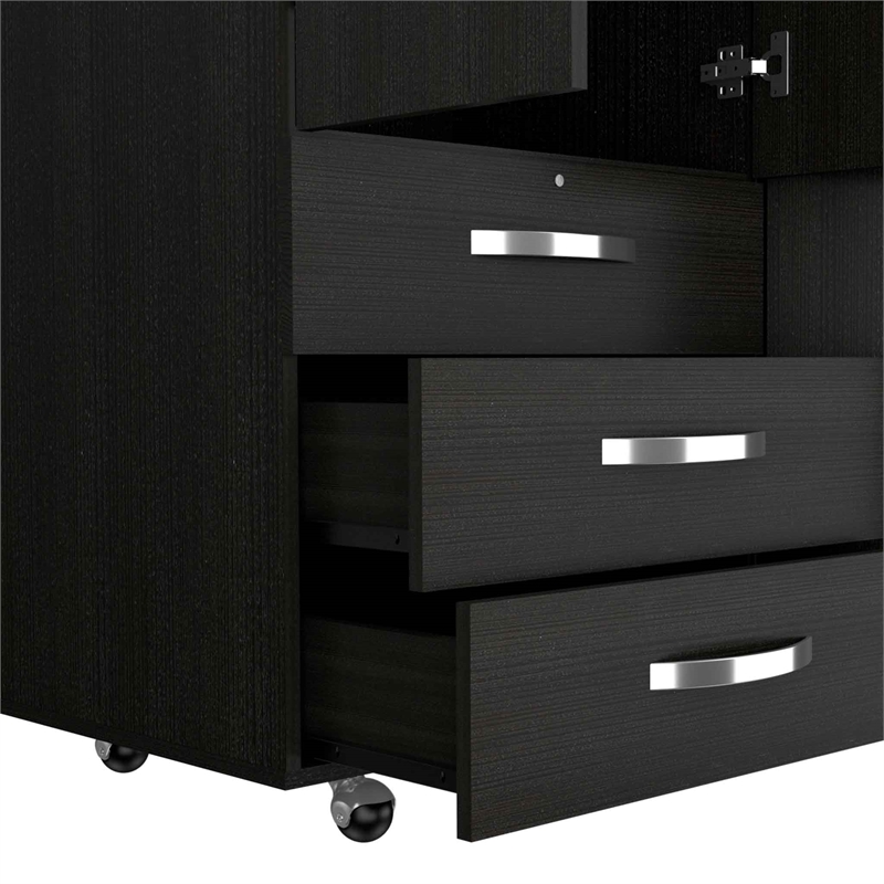 FM FURNITURE Janeiro Armoire Double Door Black Engineered Wood