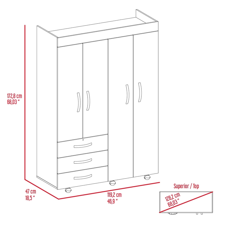 FM FURNITURE Janeiro Armoire Double Door Black Engineered Wood