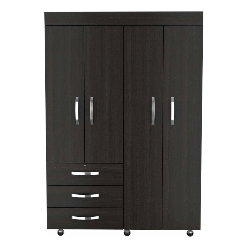FM FURNITURE Janeiro Armoire Double Door Black Engineered Wood