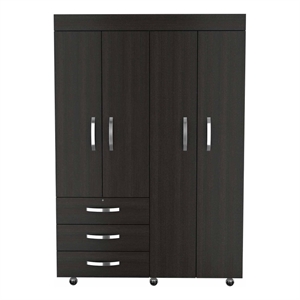 fm furniture janeiro armoire double door black engineered wood