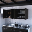FM FURNITURE Winslow Wall Cabinet Two Shelves Engineered Wood Black