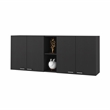 FM FURNITURE Winslow Wall Cabinet Two Shelves Engineered Wood Black