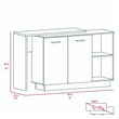FM FURNITURE Aspen Kitchen Island with 2 Shelves Engineered Wood Brown