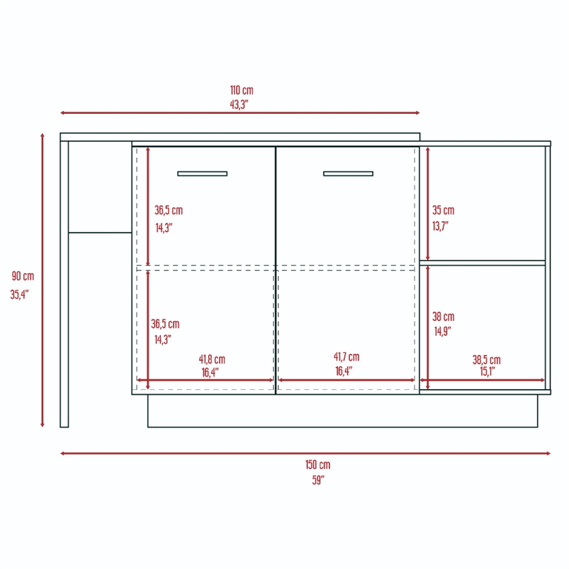 FM FURNITURE Aspen Kitchen Island with 2 Shelves Engineered Wood Brown
