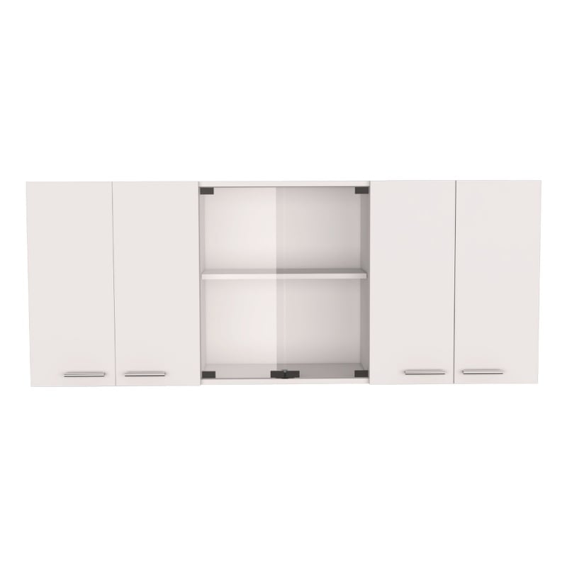 FM FURNITURE Yuma Wall Cabinet with Four Doors White Engineered Wood