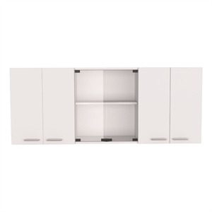 FM FURNITURE Yuma Wall Cabinet with Four Doors White Engineered Wood