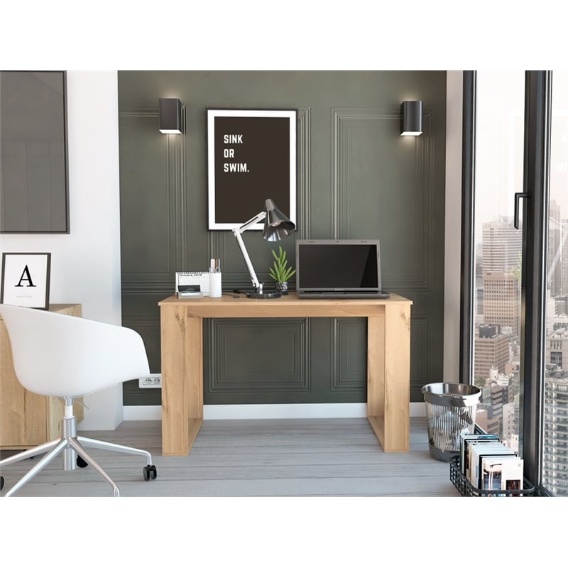 FM FURNITURE Aurora Writing Computer Desk Engineered Wood Oak