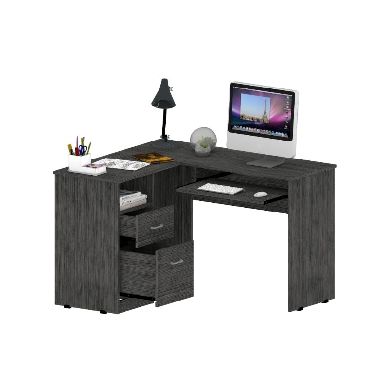 FM FURNITURE Raleigh L Shape Desk Smokey Oak Engineered Wood