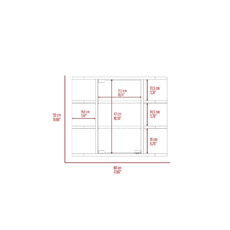 FM FURNITURE Valdez Medicine Cabinet With Six Shelves Engineered Wood Light Gray