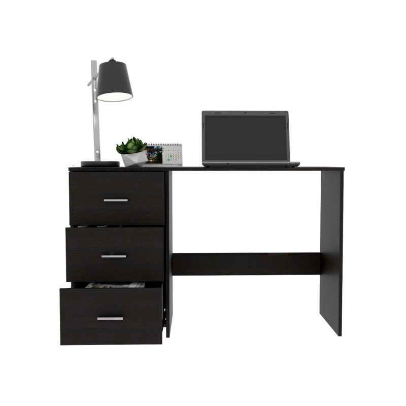 FM FURNITURE Berlin Three Drawers Desk Engineered Wood Black