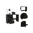 FM FURNITURE Berlin Three Drawers Desk Engineered Wood Black