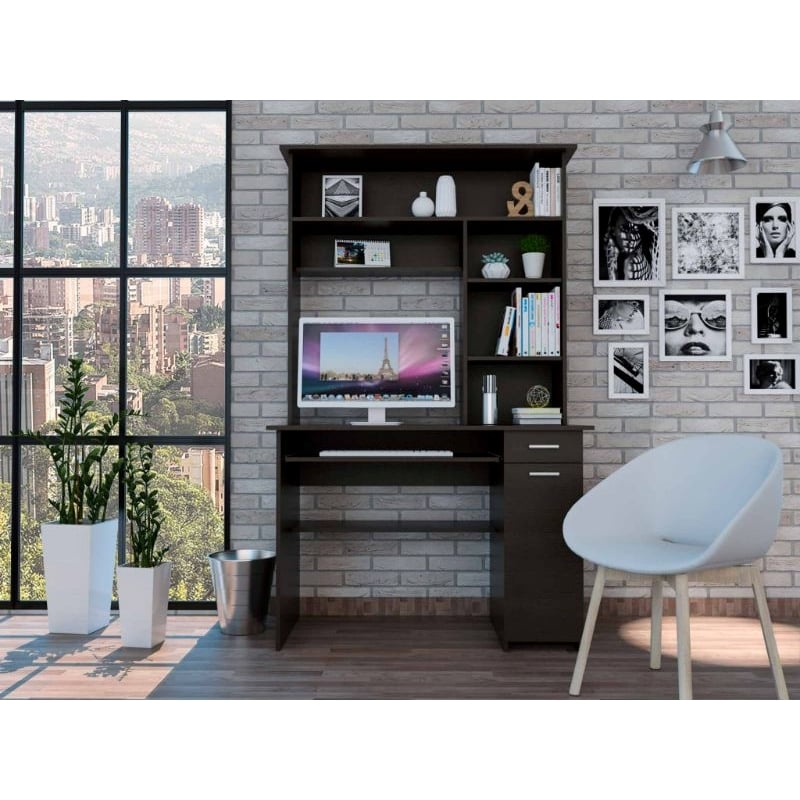 FM FURNITURE Weston Two Writing Computer Desk Engineered Wood Black