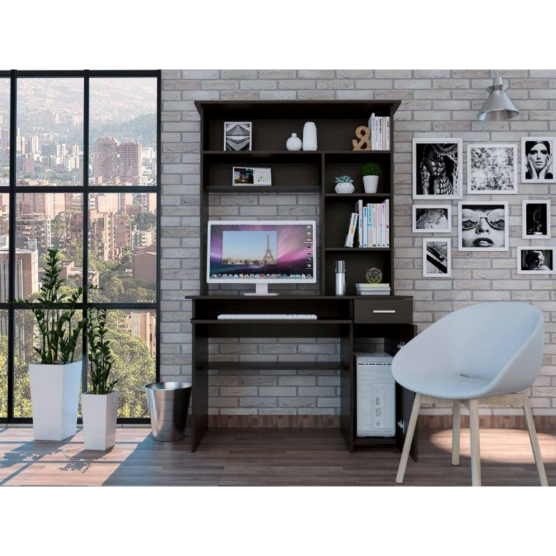 FM FURNITURE Weston Two Writing Computer Desk Engineered Wood Black