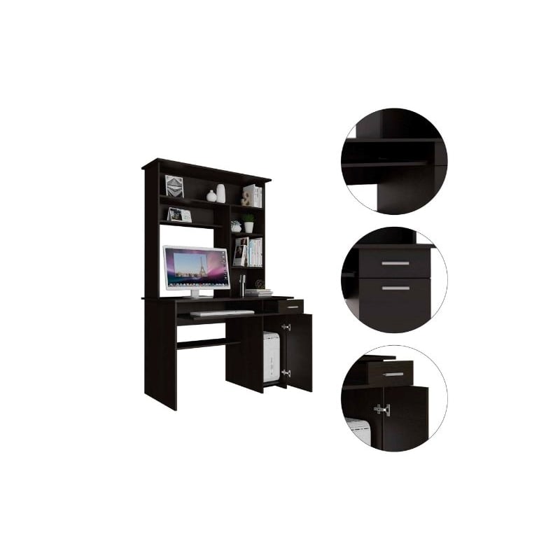 FM FURNITURE Weston Two Writing Computer Desk Engineered Wood Black