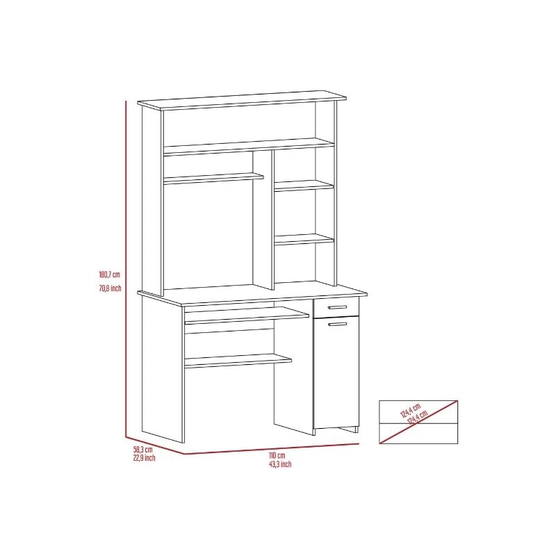 FM FURNITURE Weston Two Writing Computer Desk Engineered Wood Black