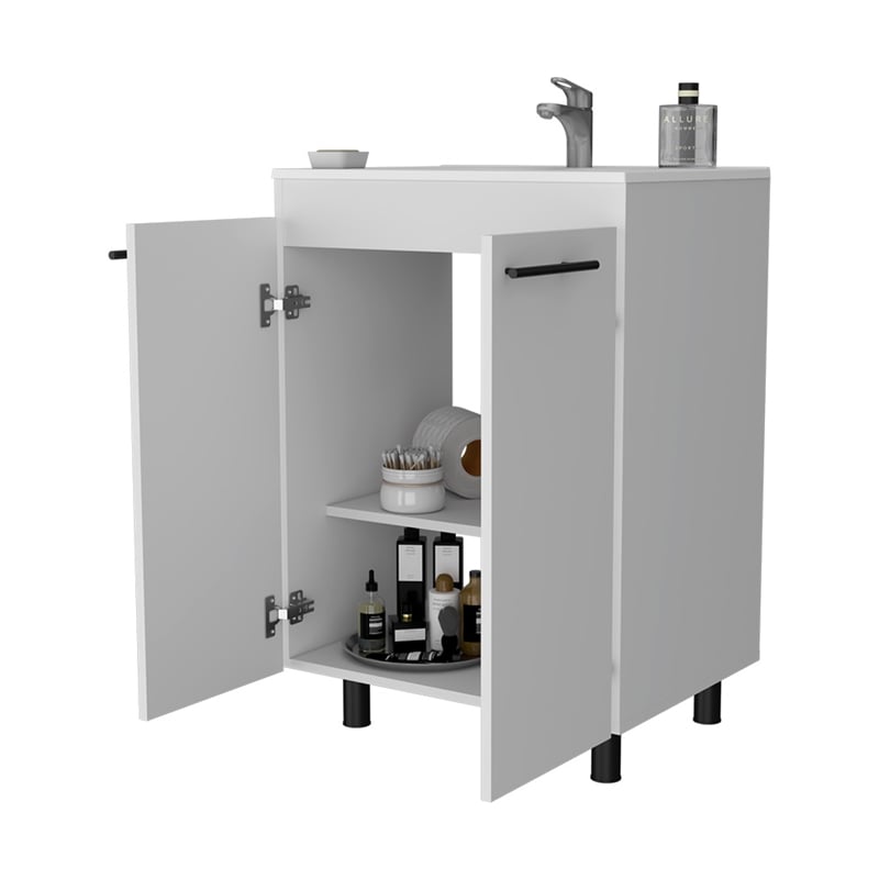 FM FURNITURE Selma 60 Inches Freestanding Vanity Cabinet Engineered Wood White