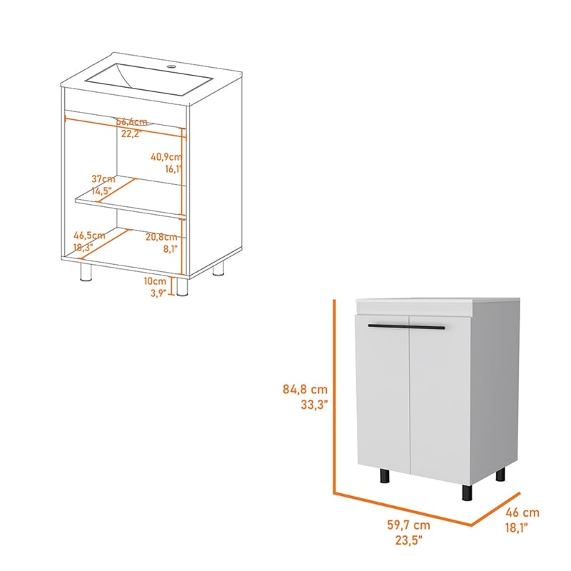 FM FURNITURE Selma 60 Inches Freestanding Vanity Cabinet Engineered Wood White