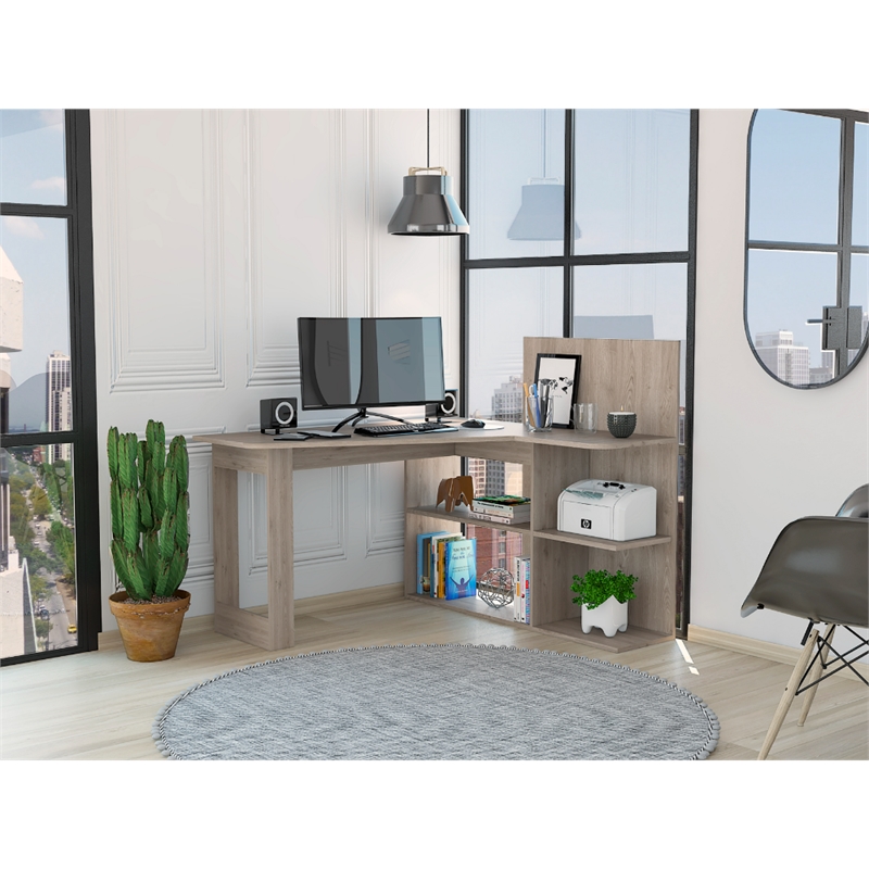 FM FURNITURE Fresno Writing Computer Desk Gray Engineered Wood