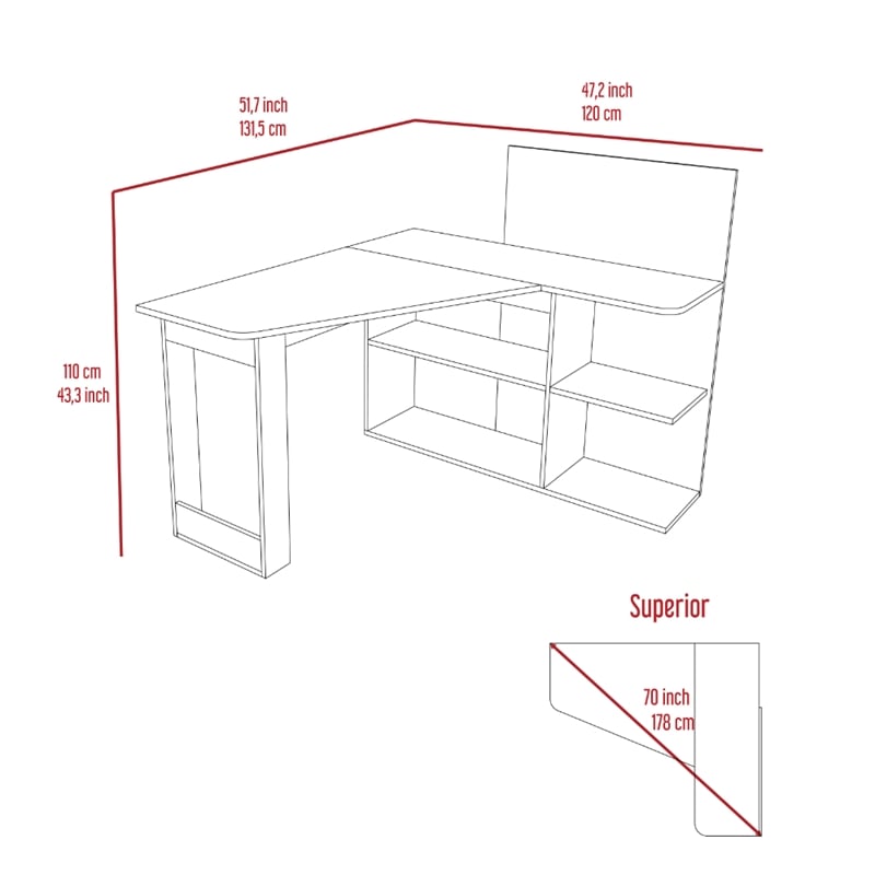 FM FURNITURE Fresno Writing Computer Desk Gray Engineered Wood