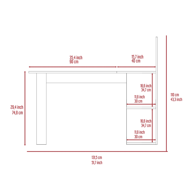 FM FURNITURE Fresno Writing Computer Desk Gray Engineered Wood
