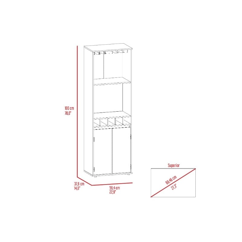 FM FURNITURE Redding Bar Cabinet Five Bottle Cubbies Engineered Wood Beige