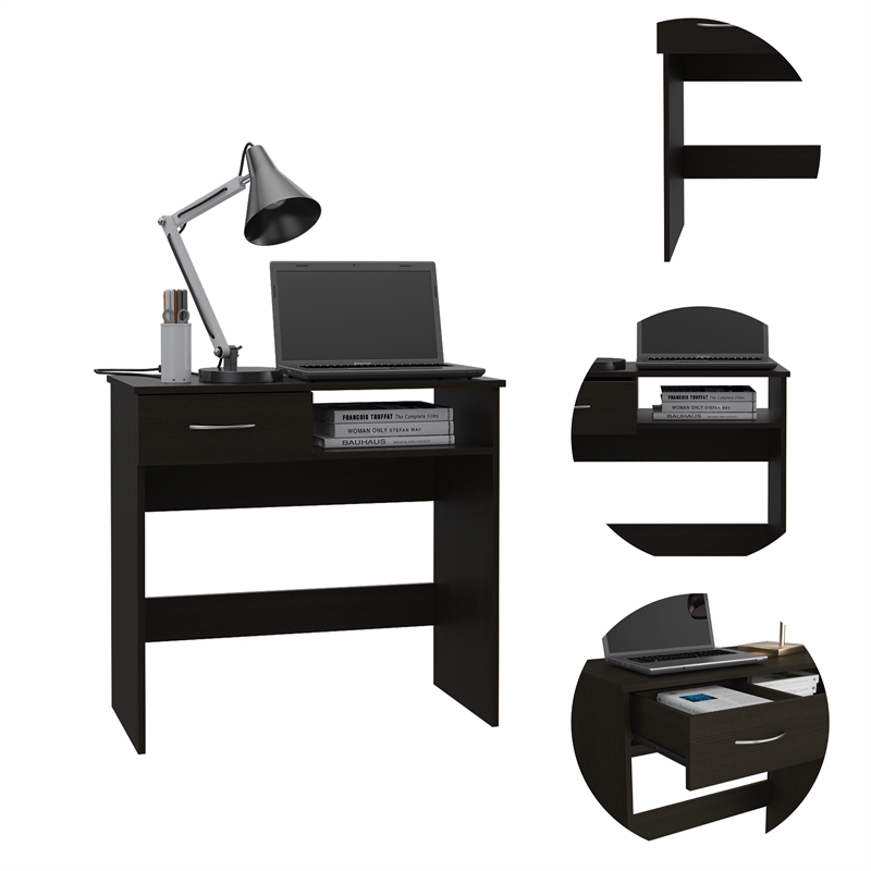 FM FURNITURE Plano Two Piece Home office Set Black Engineered Wood