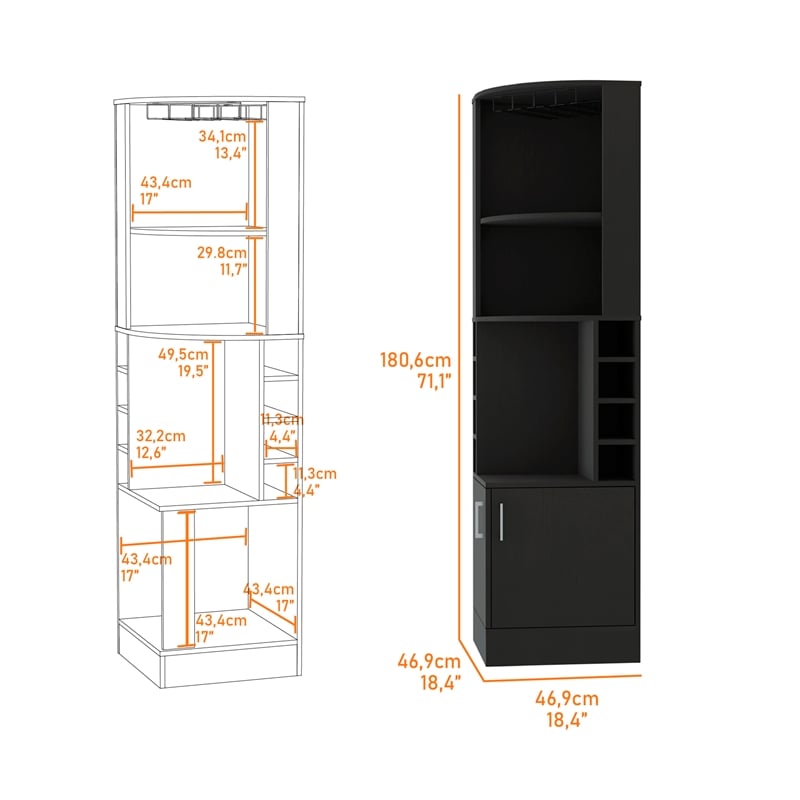 FM FURNITURE Delhi Corner Bar Cabinet Double Door Engineered Wood Black