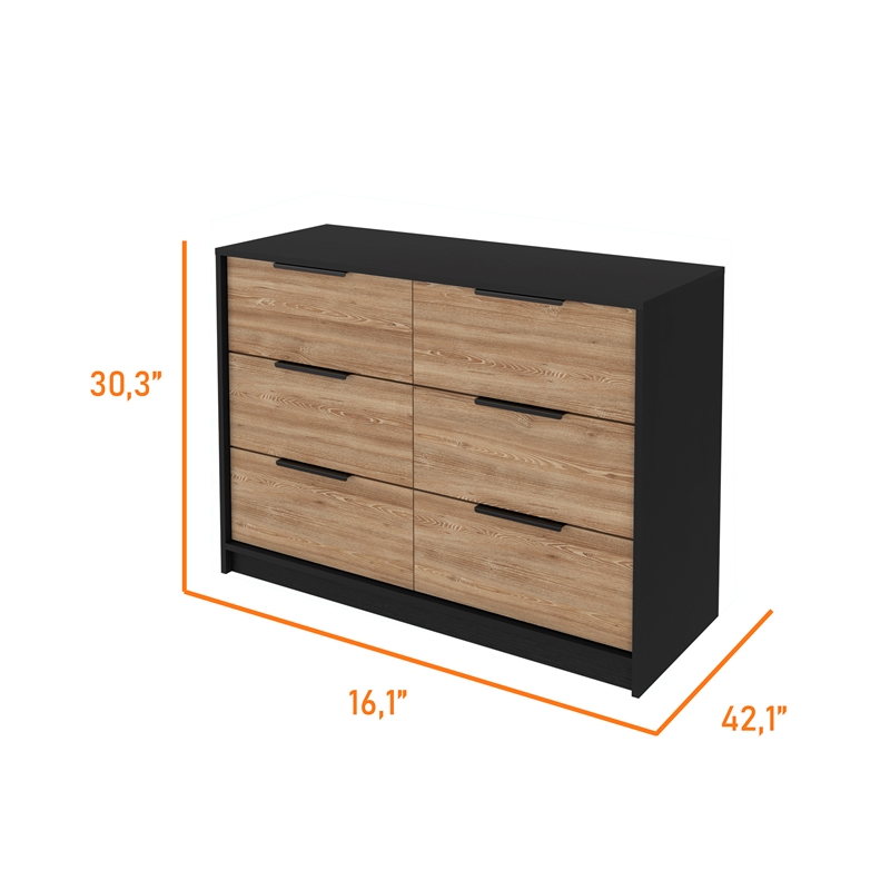 FM FURNITURE Marion Slide And Pull Dresser Four Drawers Engineered Wood Black